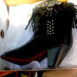 Black fringed boots new with